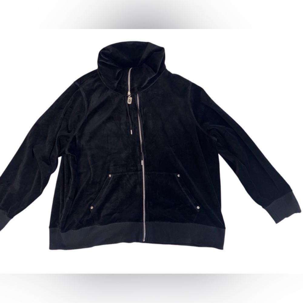 Michael Kors Black Velour Zip-Up Jacket